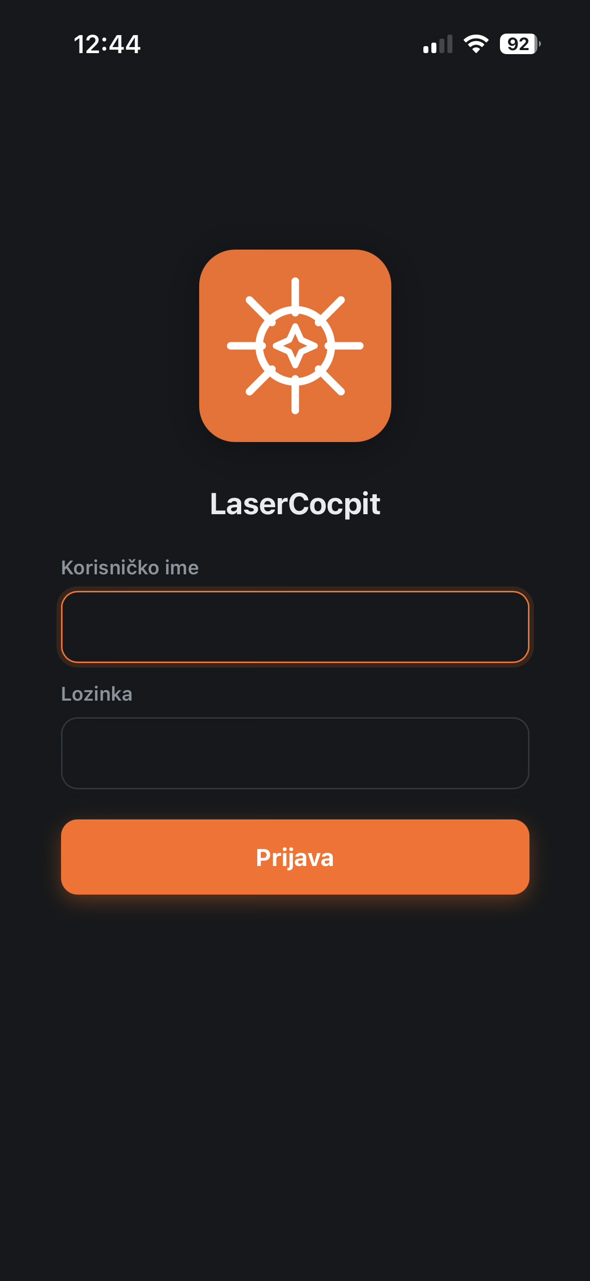 LaserCocpit mobilna prijava