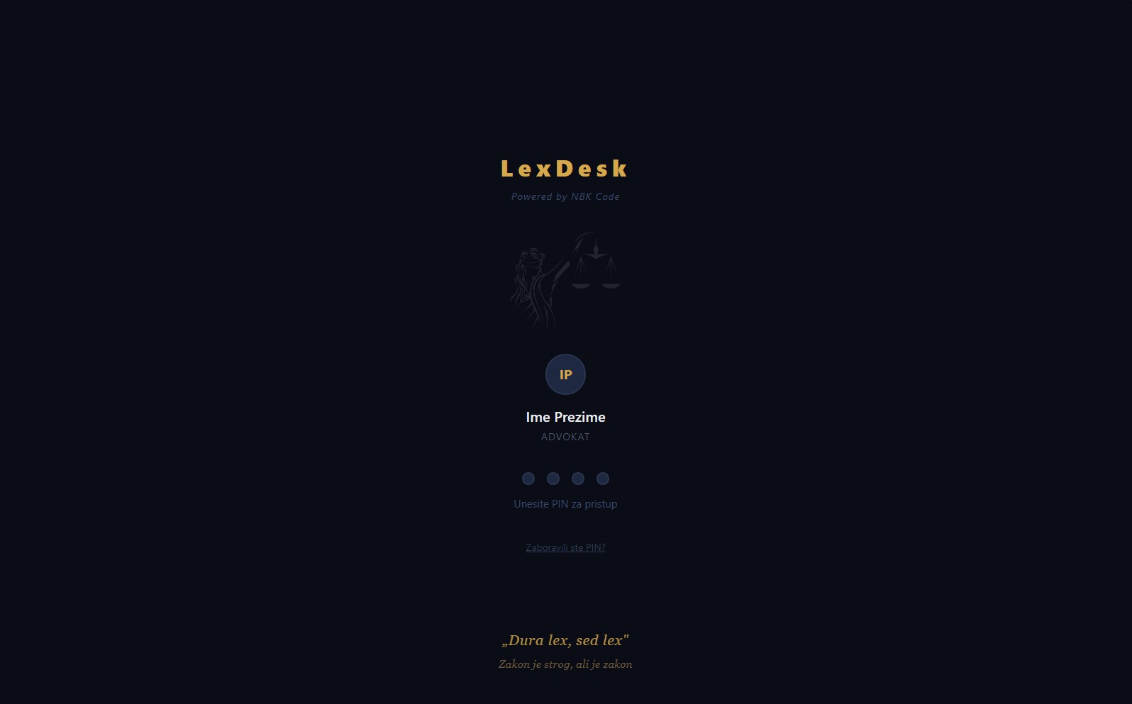 LexDesk — ekran za prijavu